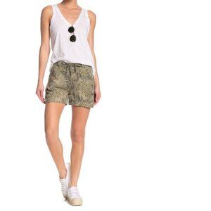 Democracy Palm Print High Waisted Utility Shorts